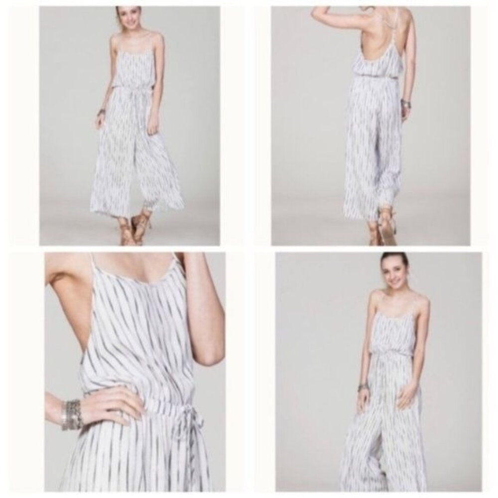 Striped Drawstring Palazzo Romper
